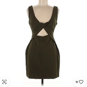 Elegant Olive Green Sleeveless Dress